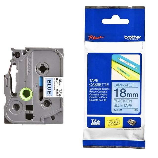 Brother Tape Cassette Black on Blue 18mm TZE-541